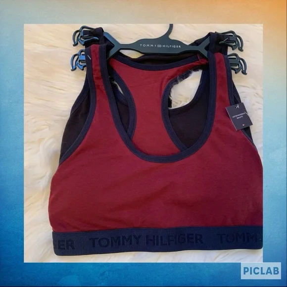 Tommy Hilfiger Cotton Racerback Bralette Set of Two - NWT - Small - Picture 1 of 11